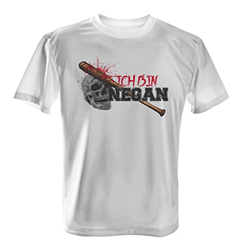 Fashionalarm Herren T-Shirt - Ich Bin Negan | Fan Shirt zur Serie T-W-D als Geschenk Idee | Dead Walking Lucille Rick Daryl Glenn The Saviors, Farbe:weiß;Größe:3XL von Fashionalarm