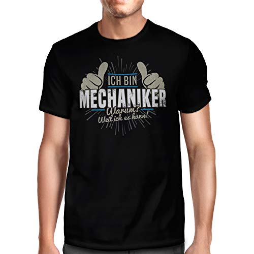 Fashionalarm Herren T-Shirt - Mechaniker - Weil ich es kann | Fun Shirt mit Spruch Geschenk Schlosser Kfz-Mechaniker Lustig | Beruf Arbeit Hobby, Schwarz 3XL von Fashionalarm