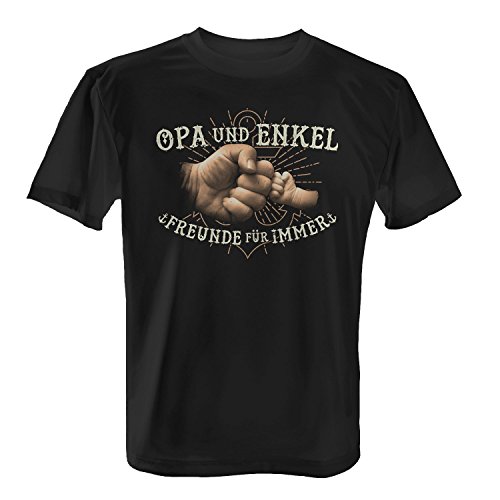 Fashionalarm Herren T-Shirt - Opa & Enkel - Freunde für Immer | Fun Shirt mit Motiv & coolem Spruch Geschenk Idee Geburt Junge Enkelsohn Kind Baby, Farbe:schwarz;Größe:XL von Fashionalarm