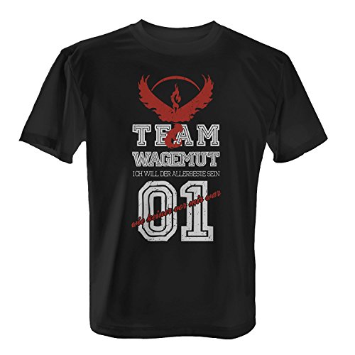 Fashionalarm Herren T-Shirt - Team Wagemut Ich Will der Allerbeste Sein | Fan Shirt Team Rot Poke Go Game, Farbe:schwarz;Größe:4XL von Fashionalarm