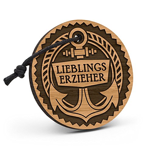 Fashionalarm Schlüsselanhänger Anker Tau Lieblingserzieher aus Holz mit Gravur | Geburtstag Geschenk Idee für Erzieher Pädagoge Beruf Job Arbeit von Fashionalarm