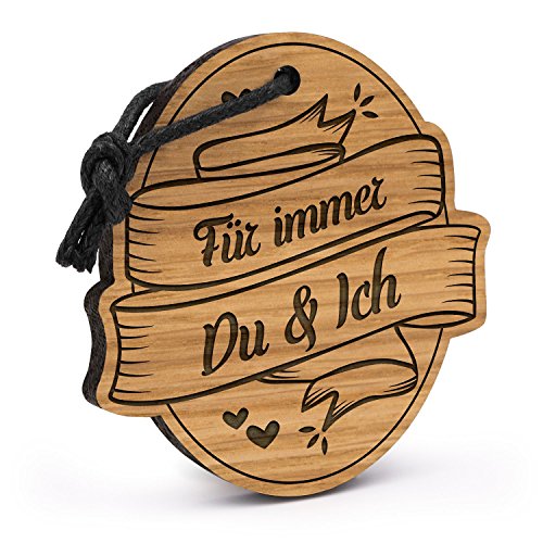 Fashionalarm Schlüsselanhänger Für Immer Du & Ich aus Holz mit Gravur | Geschenk Idee Paare Partner Valentinstag Jahrestag Hochzeit Geburtstag von Fashionalarm