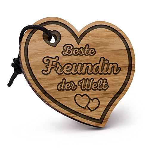 Fashionalarm Schlüsselanhänger Herz Beste Freundin der Welt aus Holz mit Gravur | Geschenk Idee Freunde Paare Valentinstag Jahrestag Geburtstag von Fashionalarm