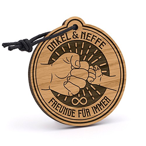 Fashionalarm Schlüsselanhänger Onkel und Neffe - Freunde für Immer aus Holz mit Gravur | Geburtstag Geschenk Idee zur Geburt Baby Junge von Fashionalarm