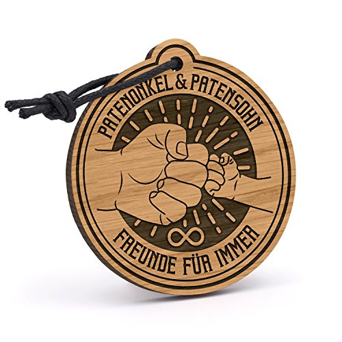 Fashionalarm Schlüsselanhänger Patenonkel und Patensohn - Freunde für Immer aus Holz mit Gravur | Geburtstag Geschenk Idee für Pate zur Taufe von Fashionalarm