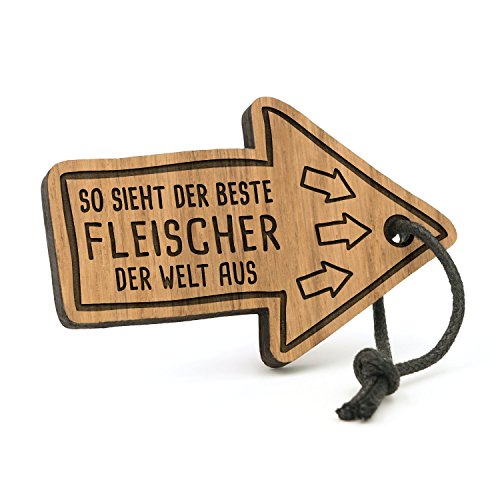 Fashionalarm Schlüsselanhänger So Sieht der Beste Fleischer der Welt aus | Pfeil aus Holz mit Gravur | Geschenk Idee Metzger Beruf Job Arbeit von Fashionalarm