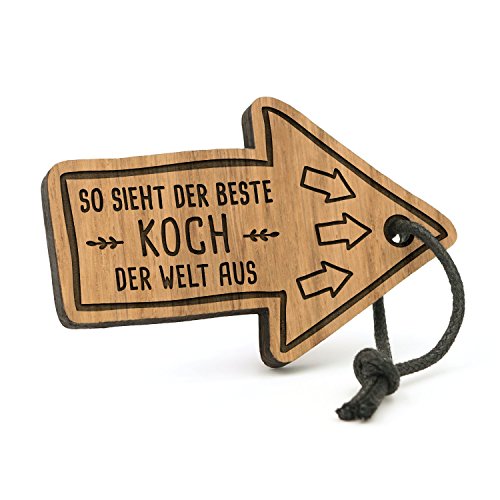 Fashionalarm Schlüsselanhänger So Sieht der Beste Koch der Welt aus | Pfeil aus Holz mit Gravur | Geschenk Idee Küchen Chef Koch Hobby Beruf Job von Fashionalarm