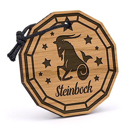 Fashionalarm Schlüsselanhänger Steinbock aus Holz mit Gravur | Geburtstag Geschenk Idee Sternzeichen Tierkreiszeichen Horoskop Dezember Januar von Fashionalarm