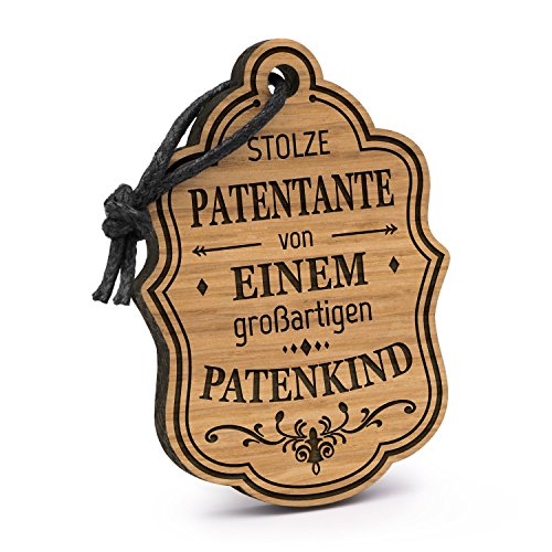 Fashionalarm Schlüsselanhänger Stolze Patentante 1 Patenkind aus Holz mit Gravur | Geschenk Idee Taufpatin Patin Geburtstag Taufe Geburt Baby von Fashionalarm