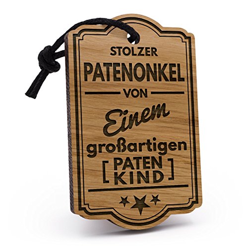 Fashionalarm Schlüsselanhänger Stolzer Patenonkel von 1 Patenkind aus Holz mit Gravur | Geschenk Idee Taufpate Pate Geburtstag Taufe Geburt Baby von Fashionalarm