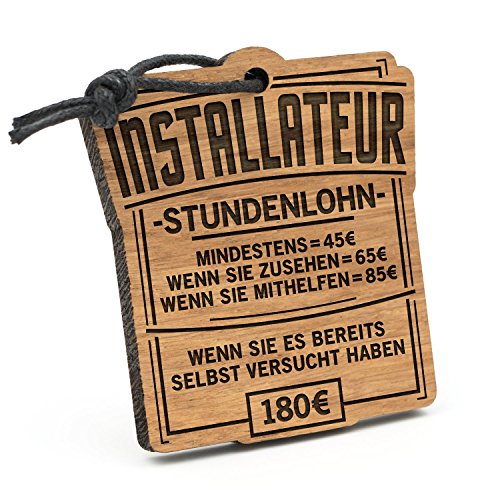 Fashionalarm Schlüsselanhänger Stundenlohn Installateur aus Holz mit Gravur | Lustige Geschenk Idee Anlagenmechaniker Sanitär Beruf Job Arbeit von Fashionalarm