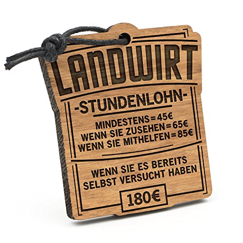 Fashionalarm Schlüsselanhänger Stundenlohn Landwirt aus Holz mit Gravur | Lustige Geschenk Idee für Bauer Traktorist Ackerbauer Beruf Job Arbeit von Fashionalarm