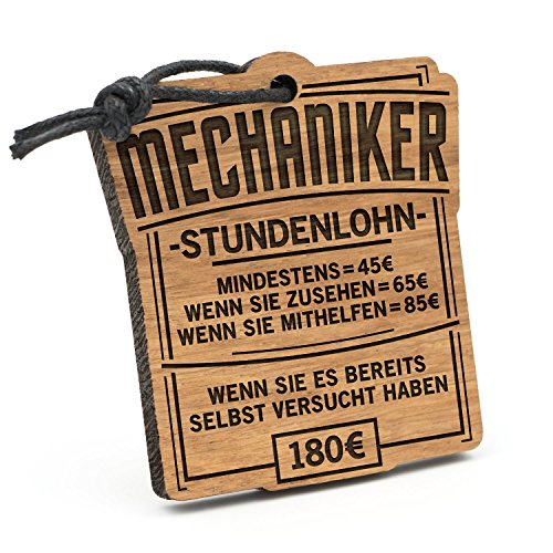 Fashionalarm Schlüsselanhänger Stundenlohn Mechaniker aus Holz mit Gravur | Lustige Geschenk Idee für Kfz Auto Schrauber Hobby Beruf Job Arbeit von Fashionalarm