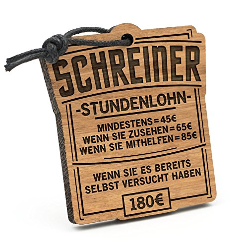 Fashionalarm Schlüsselanhänger Stundenlohn Schreiner aus Holz mit Gravur | Lustige Geschenk Idee Schreinermeister Tischler Beruf Job Arbeit von Fashionalarm