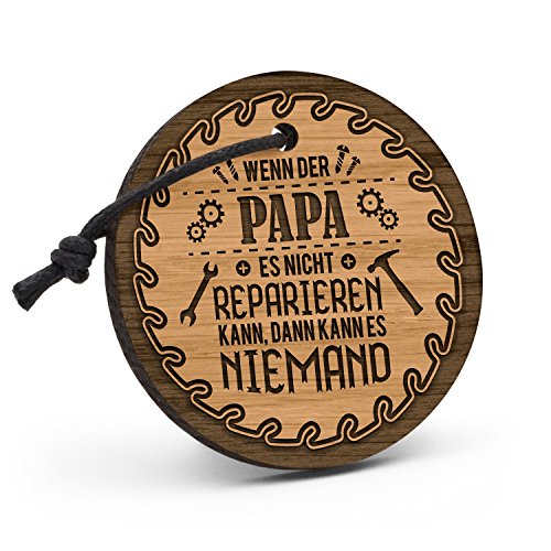 Fashionalarm Schlüsselanhänger Wenn der Papa es Nicht reparieren kann aus Holz mit Gravur | Geburtstag Geschenk Idee Vater Heimwerker Handwerker von Fashionalarm