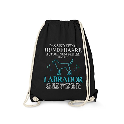 Fashionalarm Turnbeutel - Das sind Keine Hundehaare - Labrador Glitzer | Fun Rucksack mit Spruch lustige Geschenk Idee für Rasse Hunde Besitzer, Schwarz One Size von Fashionalarm