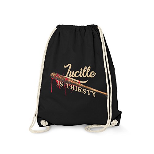 Fashionalarm Turnbeutel - Lucille is Thirsty | Rucksack zur Serie T-W-D als Geschenk Idee für Fans | Dead Walking Negan The Saviors, Schwarz One Size von Fashionalarm