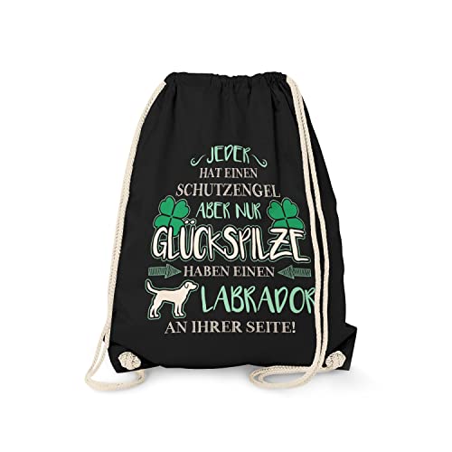 Fashionalarm Turnbeutel - Schutzengel - Labrador | Fun Rucksack Sport-Beutel Spruch & Motiv Geschenk-Idee für Frauchen Hunde-Rasse Lustig, Schwarz One Size von Fashionalarm