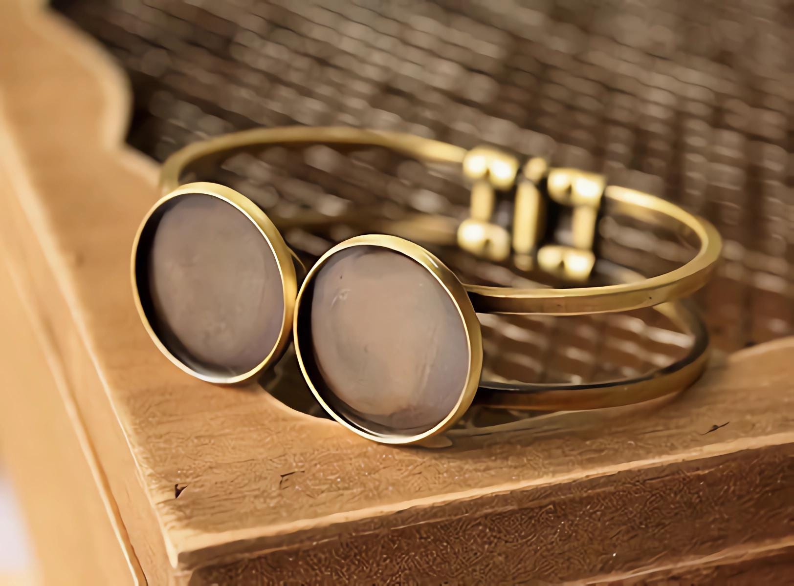 5stk Manschettenarmband Rohling - Bracelet Bezels Manschettenlünette Glascabochon Armband von Fashionandantique