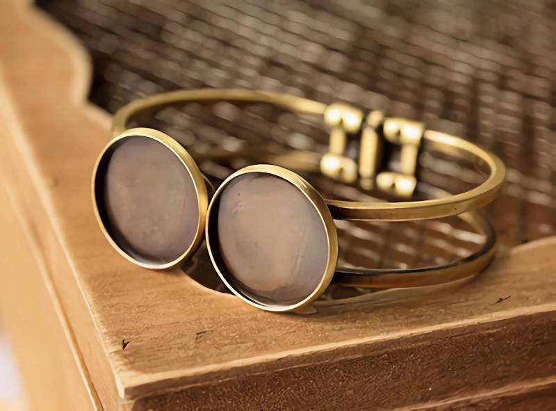 5stk Manschettenarmband Rohling - Bracelet Bezels Manschettenlünette Glascabochon Armband von Fashionandantique