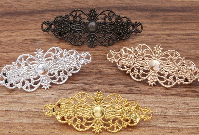 5 Stücke Antike Bronze Blume Filigrane Haarspange von Fashionandantique