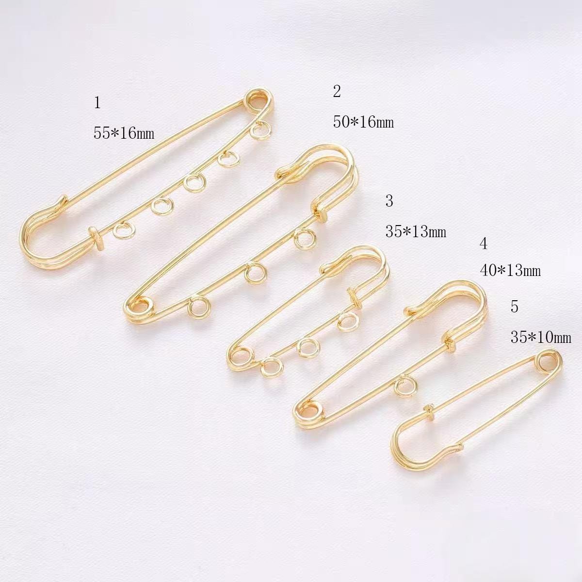 Vintage Messing Sicherheitsnadel Brosche Vergoldet, Diy Zubehör | 3stk, 31 X 14 Mm von Fashionandantique