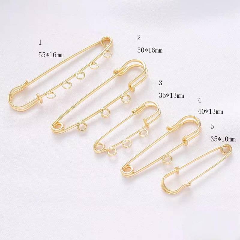 Vintage Messing Sicherheitsnadel Brosche Vergoldet, Diy Zubehör | 3stk, 31 X 14 Mm von Fashionandantique
