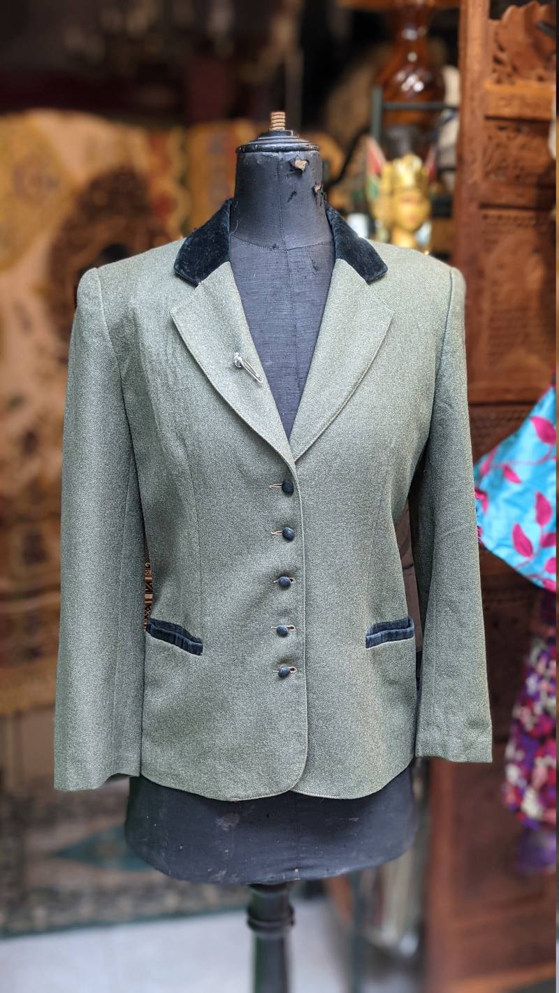 Vintage Charles Maudret Paris Dunkelgrün/100% Wolle Jacke Vintage Made in France von FashionanticVintage