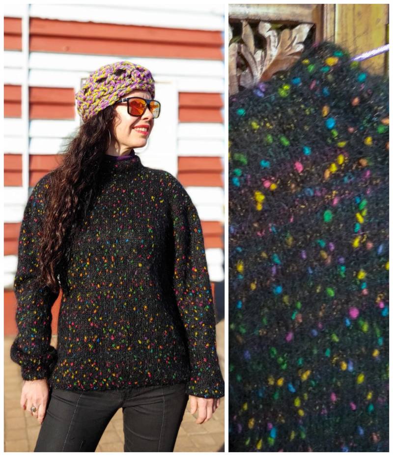 Vintage Pullover Wolle Damen Regenbogen/Handmade Wool Jumper Winter von FashionanticVintage