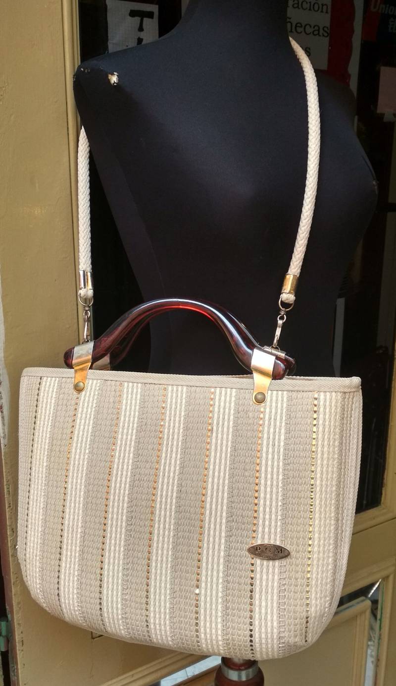 Vintage Tasche Raffia Schultertasche Made in Italy von FashionanticVintage