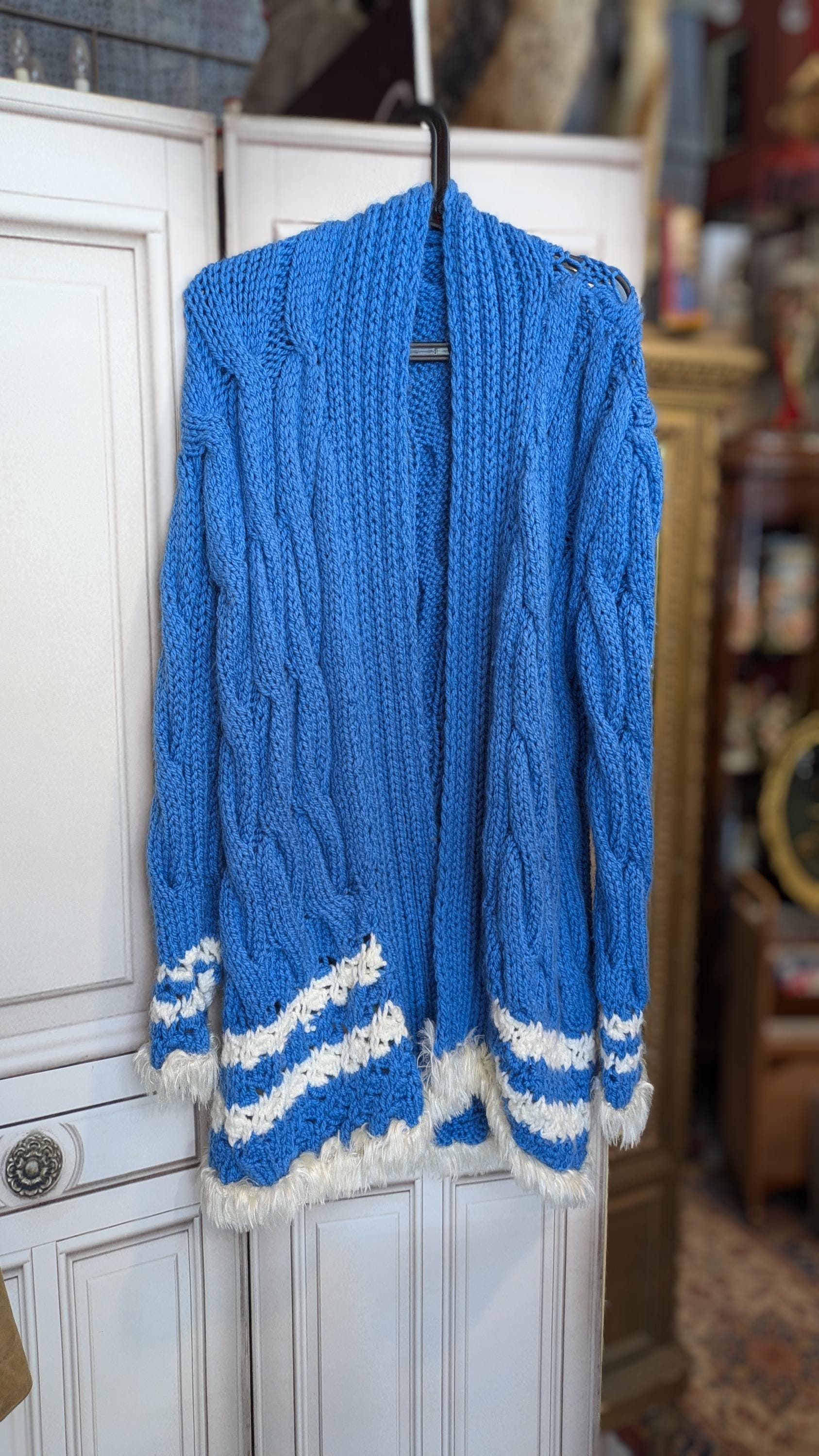 Vintage Wolle Blaue Strickjacke - Jacke/1980Er 70Er Jahre von FashionanticVintage