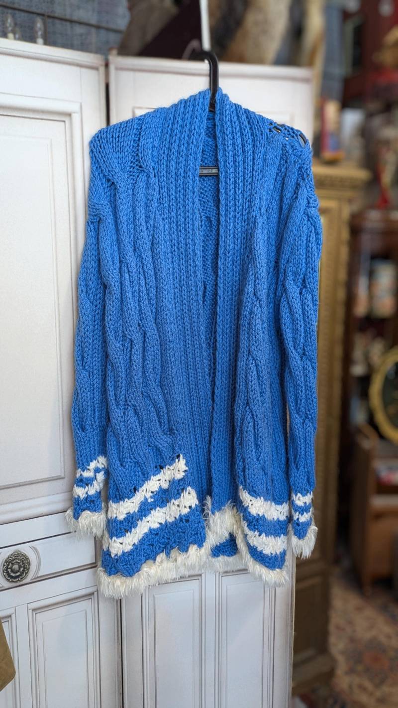 Vintage Wolle Blaue Strickjacke - Jacke/1980Er 70Er Jahre von FashionanticVintage