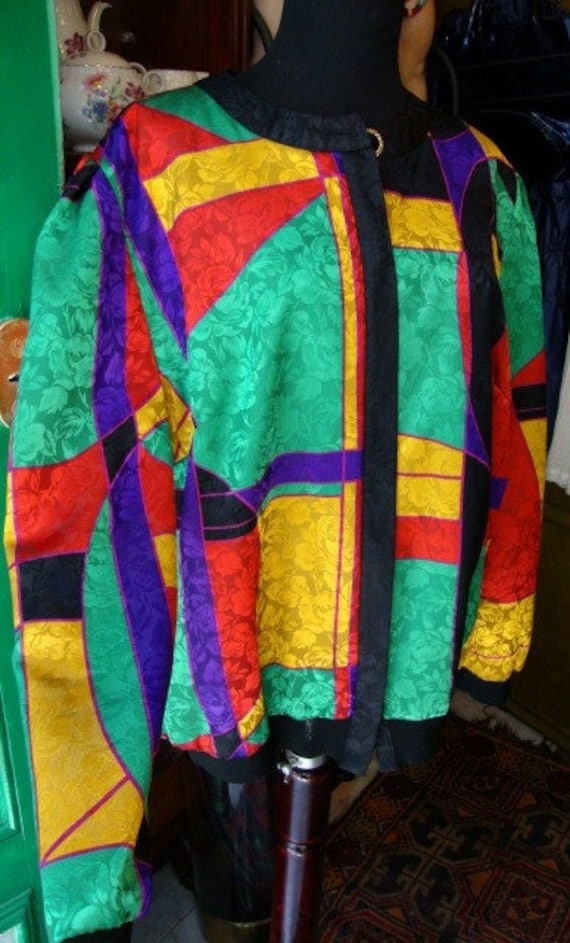 Vtg 80Er Jahre Bomberjacke Mit Buntem Kunstdruck von FashionanticVintage