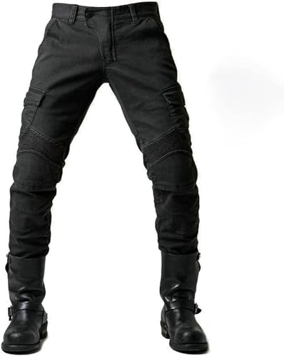 Fashionapple Motorradhose für Herren, Motorradjeans aus atmungsaktivem von hoher Qualität Straight Fit mit abnehmbaren Schutzpads für Racing Fahrrad (Schwarz, XXL) von Fashionapple