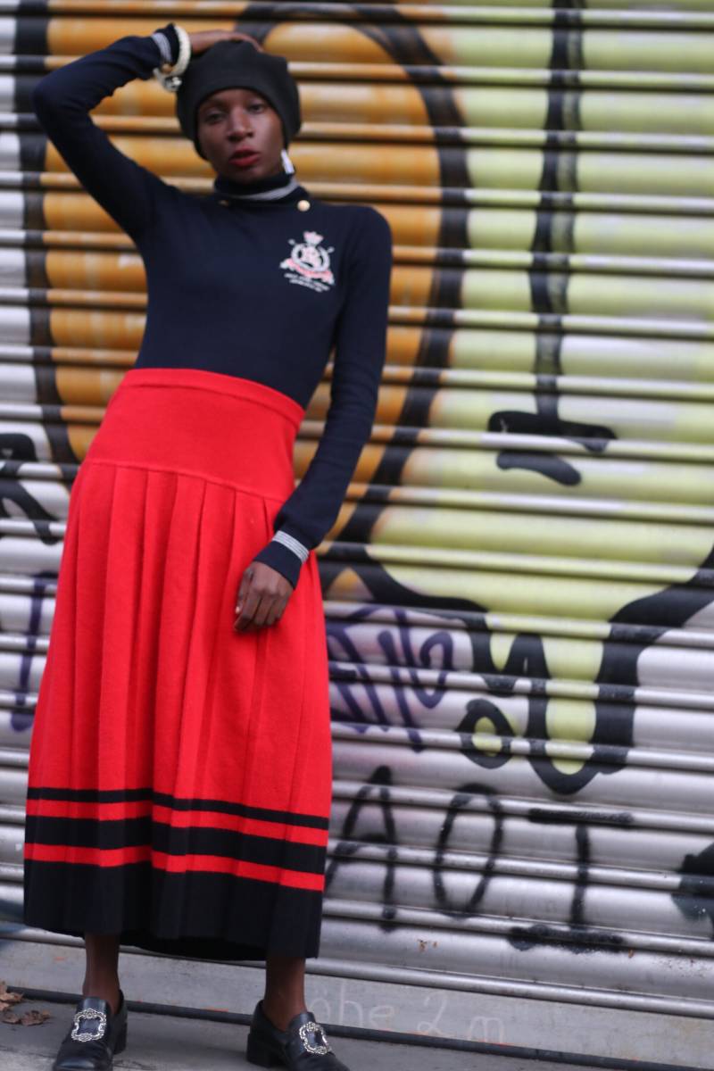 80Er Jahre Evan Picone Angora Blend Rock Vintage Rot Gestreift Maxi von FashionforFables