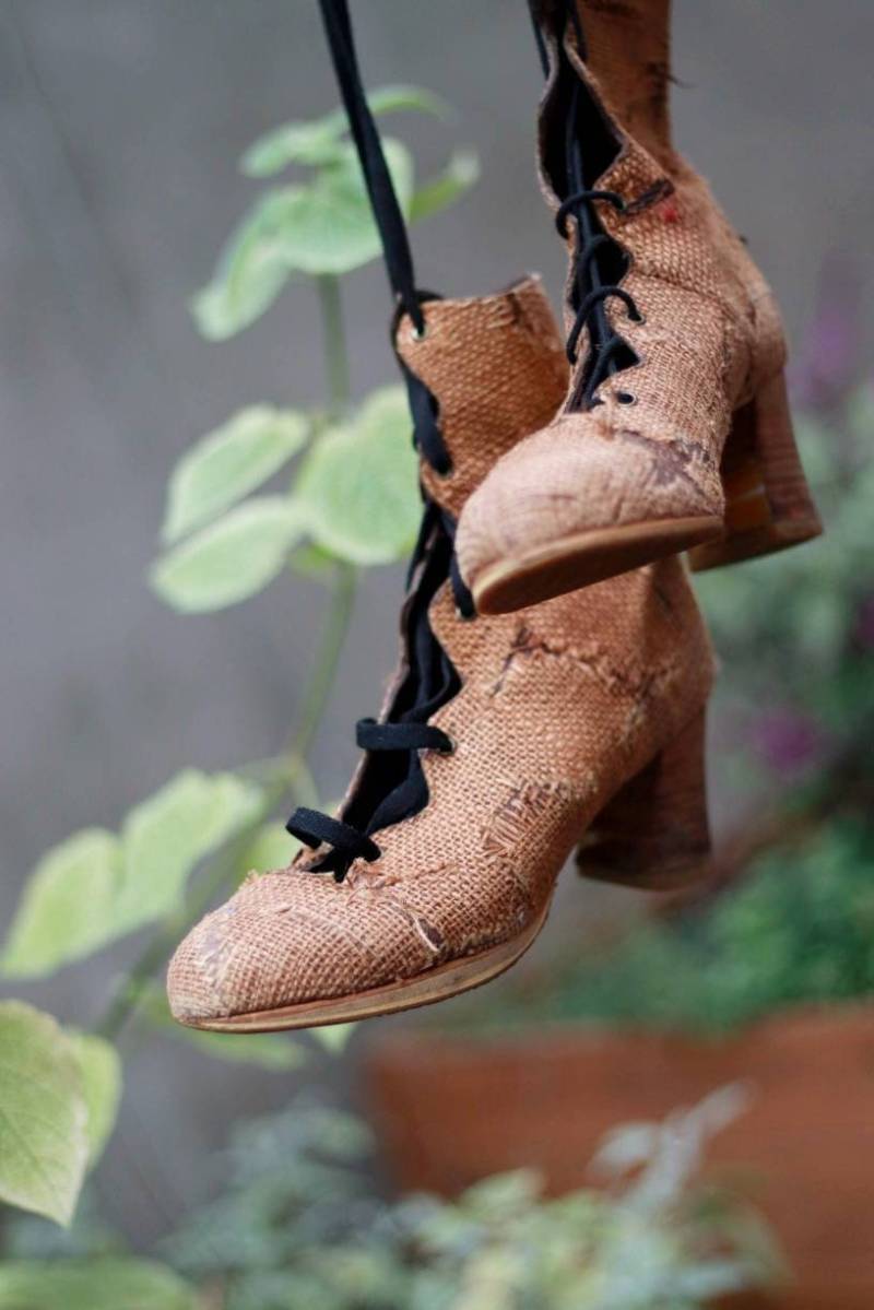 90S Jute Stiefel in Braun| Vintage Braune Mode Vorn Fersen von FashionforFables