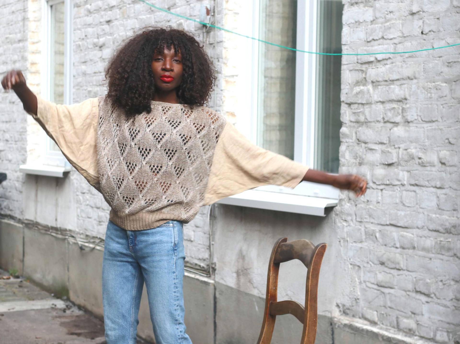 Marccain Seide Leinen Strickpullover W-German Dolman Fledermausärmel Strukturpullover von FashionforFables