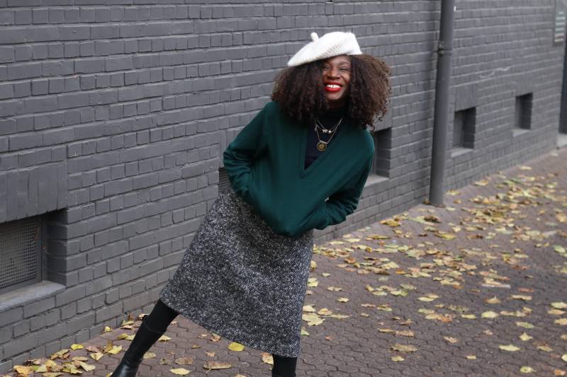 Vintage Strickrock Meliert 80Er Jahre Wollmix in A-Linie Midi von FashionforFables