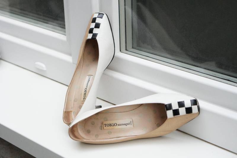 Vintage Tokio Kumagaï Karierte Leder Pumps 37.5 Made in Italy von FashionforFables