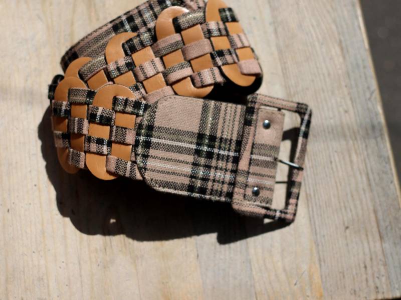 Y2K Karierter Stoff Taillengürtel - Braun Kariert von FashionforFables
