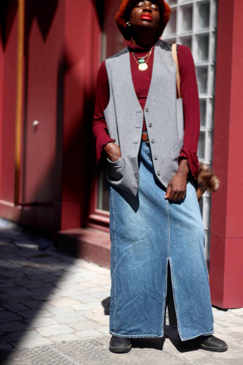 Y2K Mango Maxirock| Vintage Damen Low-Waist Hippy Blue Jeans Rock von FashionforFables