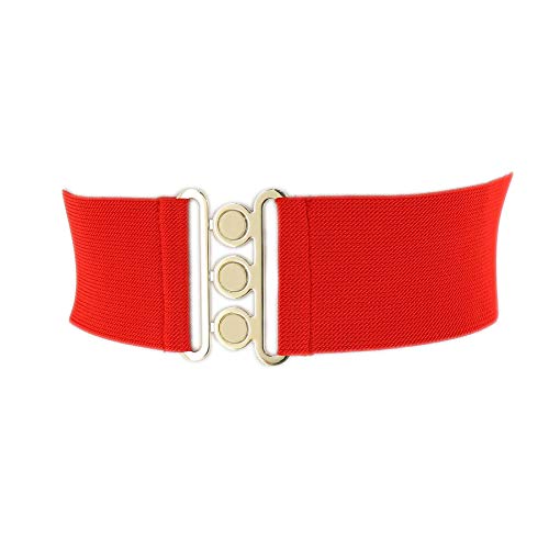 FASHIONGEN - Damen Breiter elastische gürtel, GLORIA - Rot (Goldenschnalle), 2XL / 47 bis 52 FASHIONGEN - Damen Breiter elastische gürtel, GLORIA - Rot (Goldenschnalle), 2XL / 47 bis 52 von FASHIONGEN