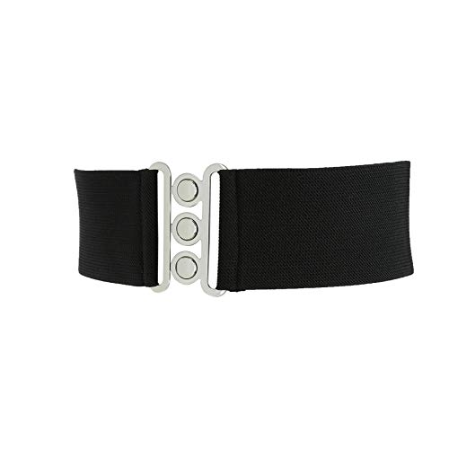 FASHIONGEN - Damen Breiter elastische gürtel, GLORIA - Schwarz (Silberschnalle), Small / 36 bis 39 FASHIONGEN - Damen Breiter elastische gürtel, GLORIA - Schwarz (Silberschnalle), Small / 36 bis 39 von FASHIONGEN