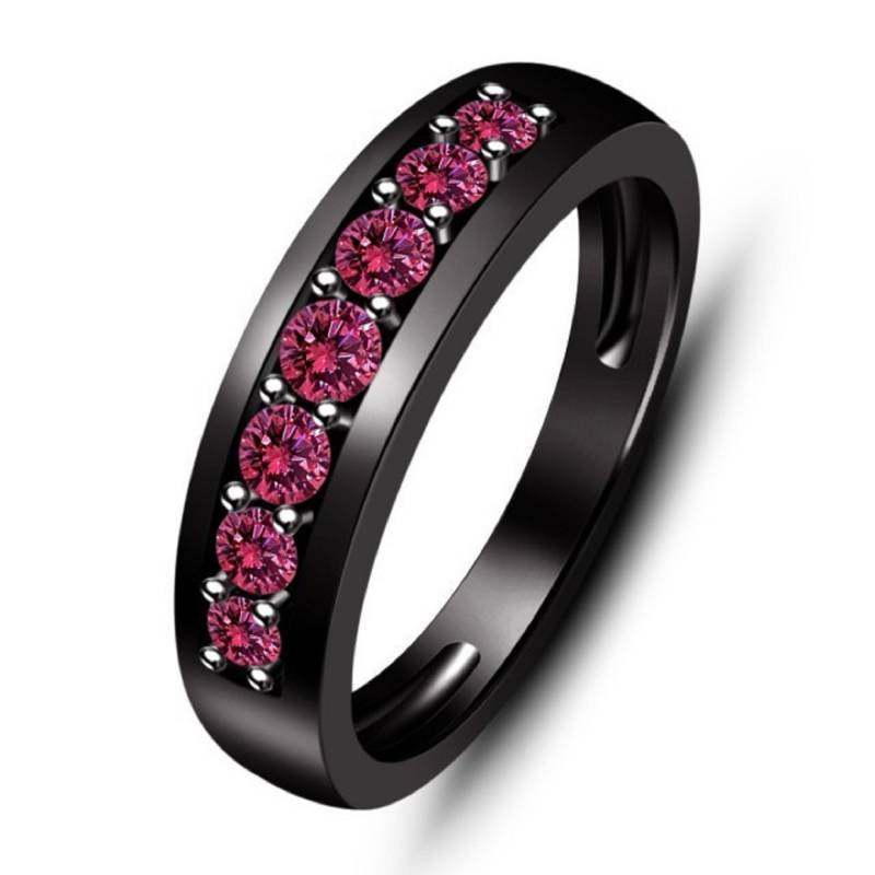 10K Schwarz Gold Finish 1, 0Ctw Pink Saphir Herren Hochzeit Band Ring 10K Schwarz Gold Finish 1, 0Ctw Pink Saphir Herren Hochzeit Band Ring von FashionjewelsArt