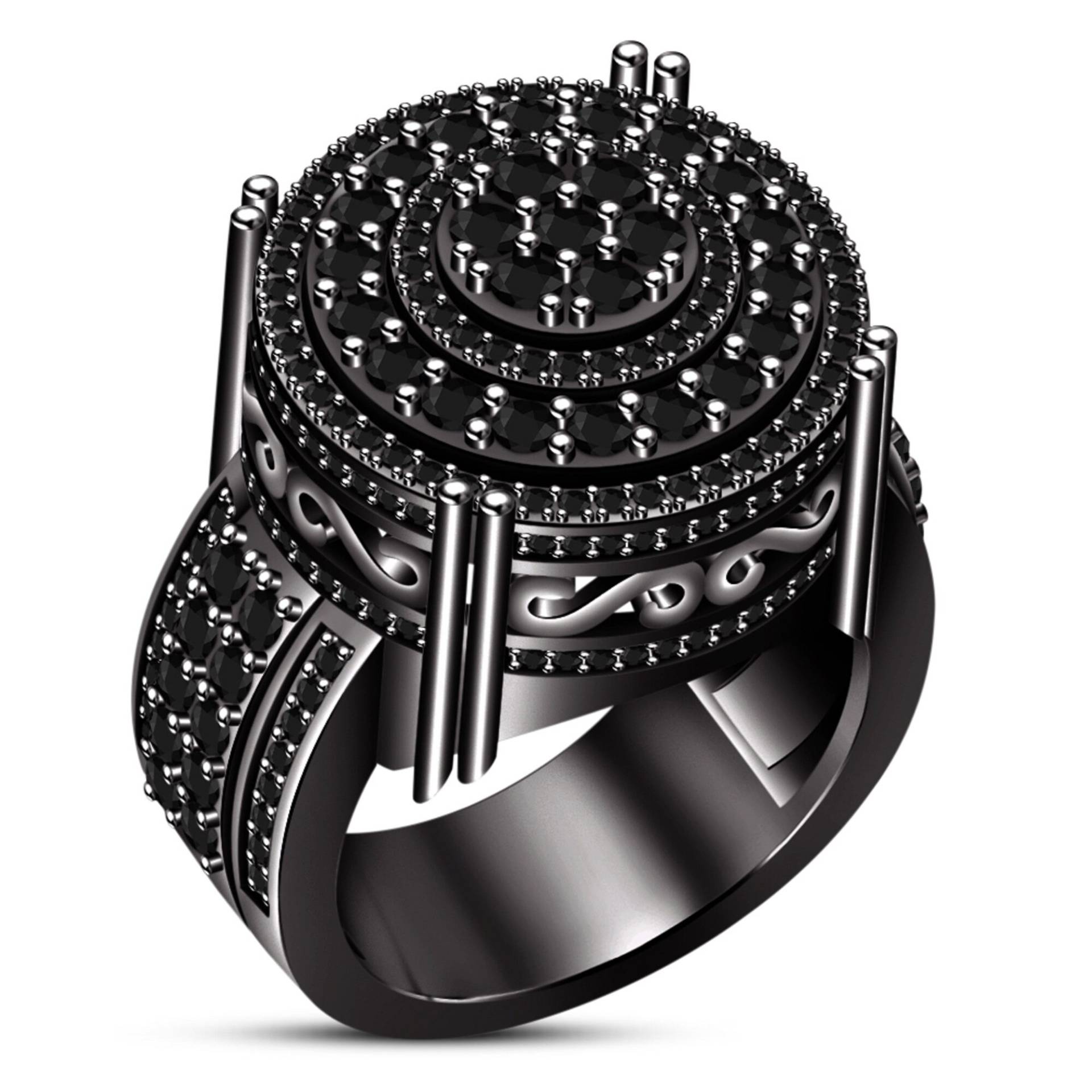 10K Schwarz Gold Over Lab Diamant Designer Verlobung Ehering Herren Pinky Ring von FashionjewelsArt