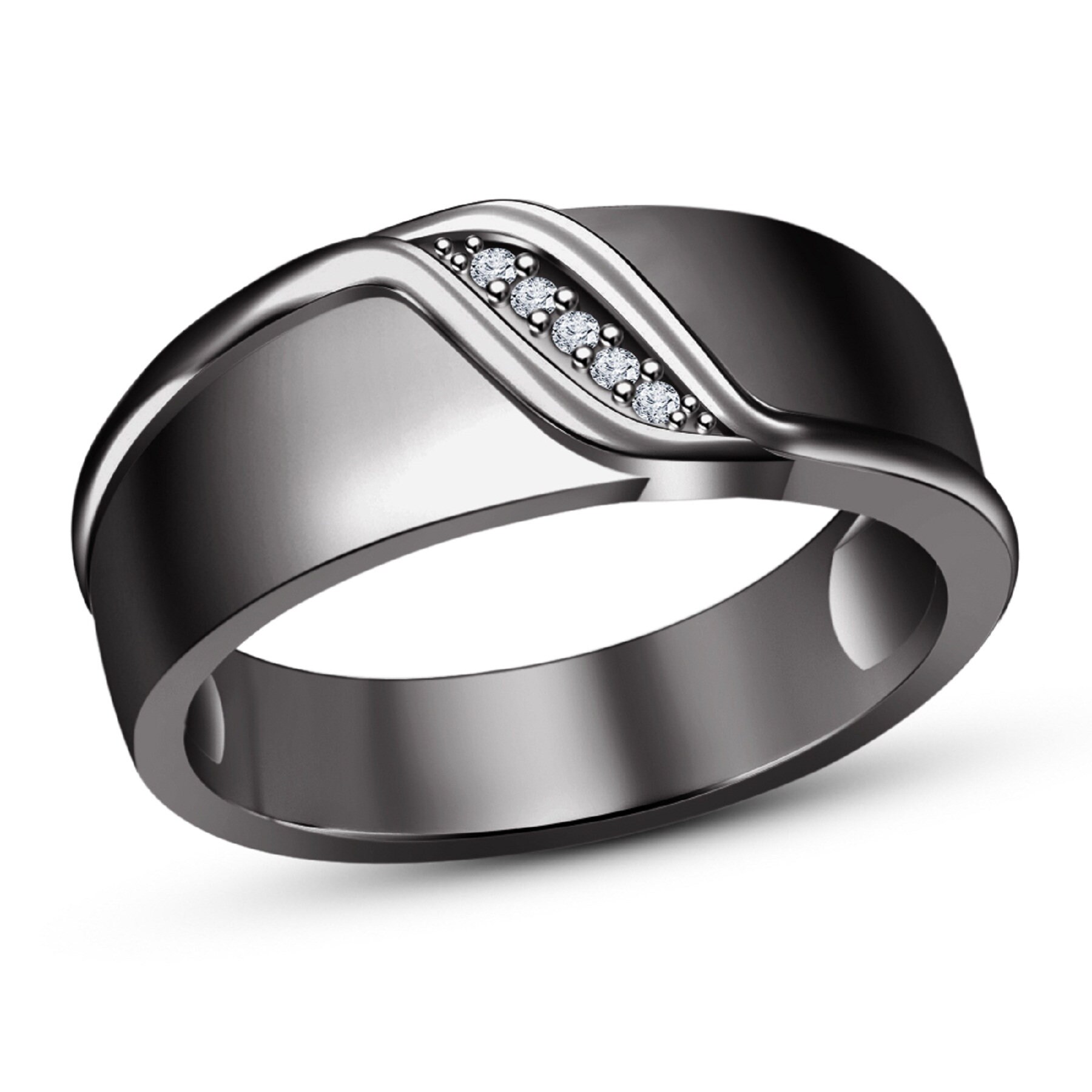 10K Schwarzgold Finish Herren Hochzeit Verlobungsring Diamant/Moissanit Fancy Ring, 925 Sterling Silber von FashionjewelsArt