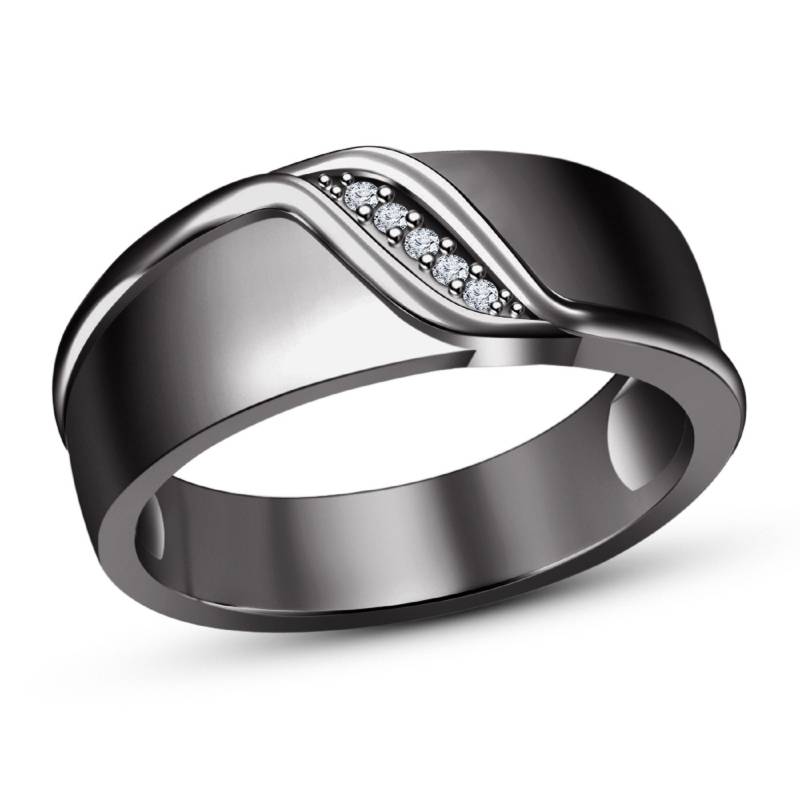 10K Schwarzgold Finish Herren Hochzeit Verlobungsring Diamant/Moissanit Fancy Ring, 925 Sterling Silber von FashionjewelsArt