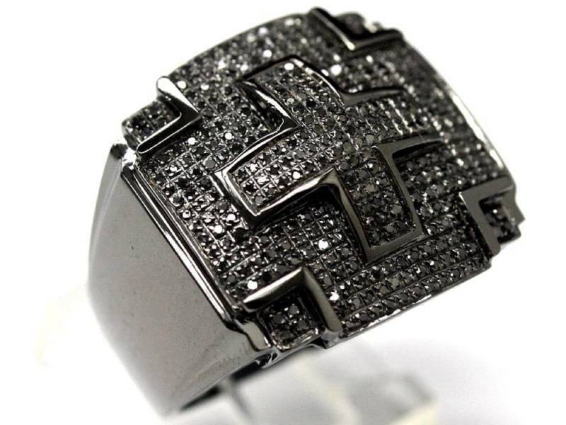 925 Silber Herren Rund Schwarz Diamant Ehering Gold Finish Pinky Ring 925 Silber Herren Rund Schwarz Diamant Ehering Gold Finish Pinky Ring von FashionjewelsArt