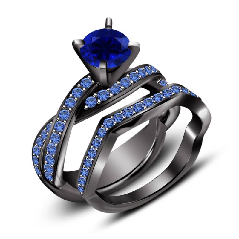 Blauer Saphir Ring Für Frauen 14K Schwarz Gold Finish 925 Sterling Silber Blauer Saphir Ring Für Frauen 14K Schwarz Gold Finish 925 Sterling Silber von FashionjewelsArt