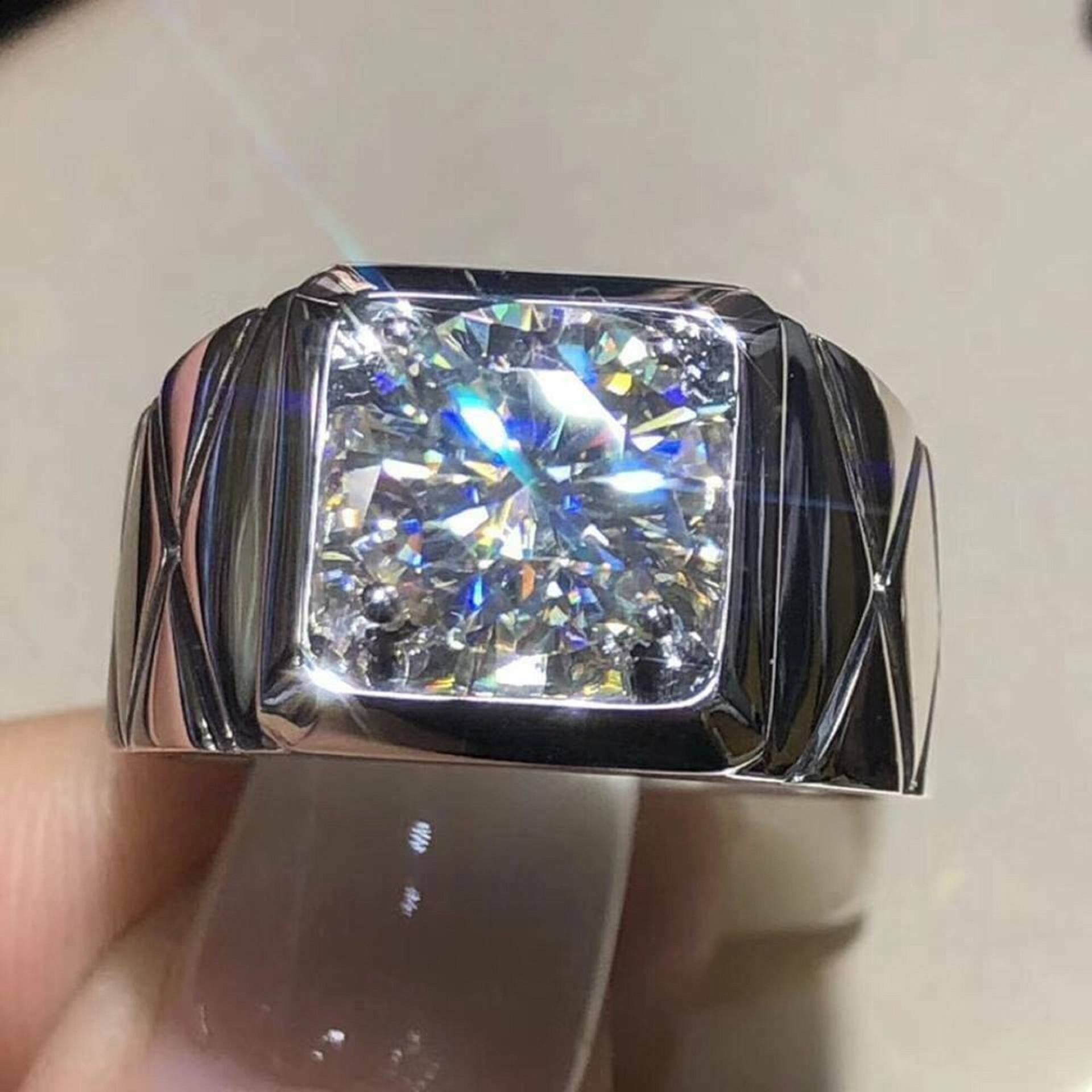 Herren Eis Solitär Diamant Pinky Ring 14K Weißgold Finish 925 Sterling Echtsilber von FashionjewelsArt